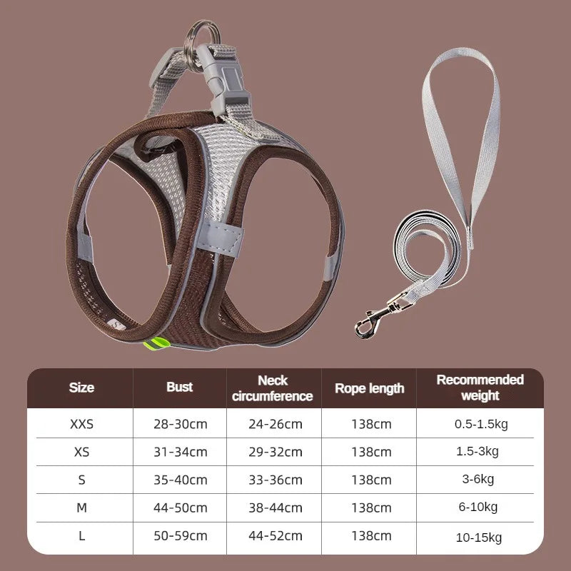 Mesh Adjustable Puppy Harness Set