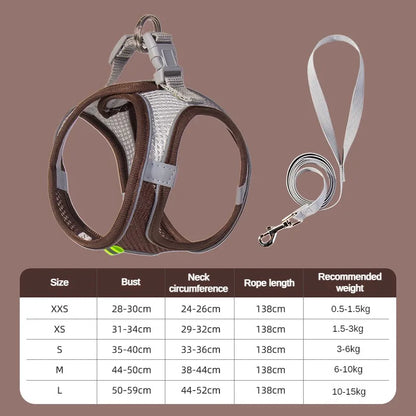 Mesh Adjustable Puppy Harness Set