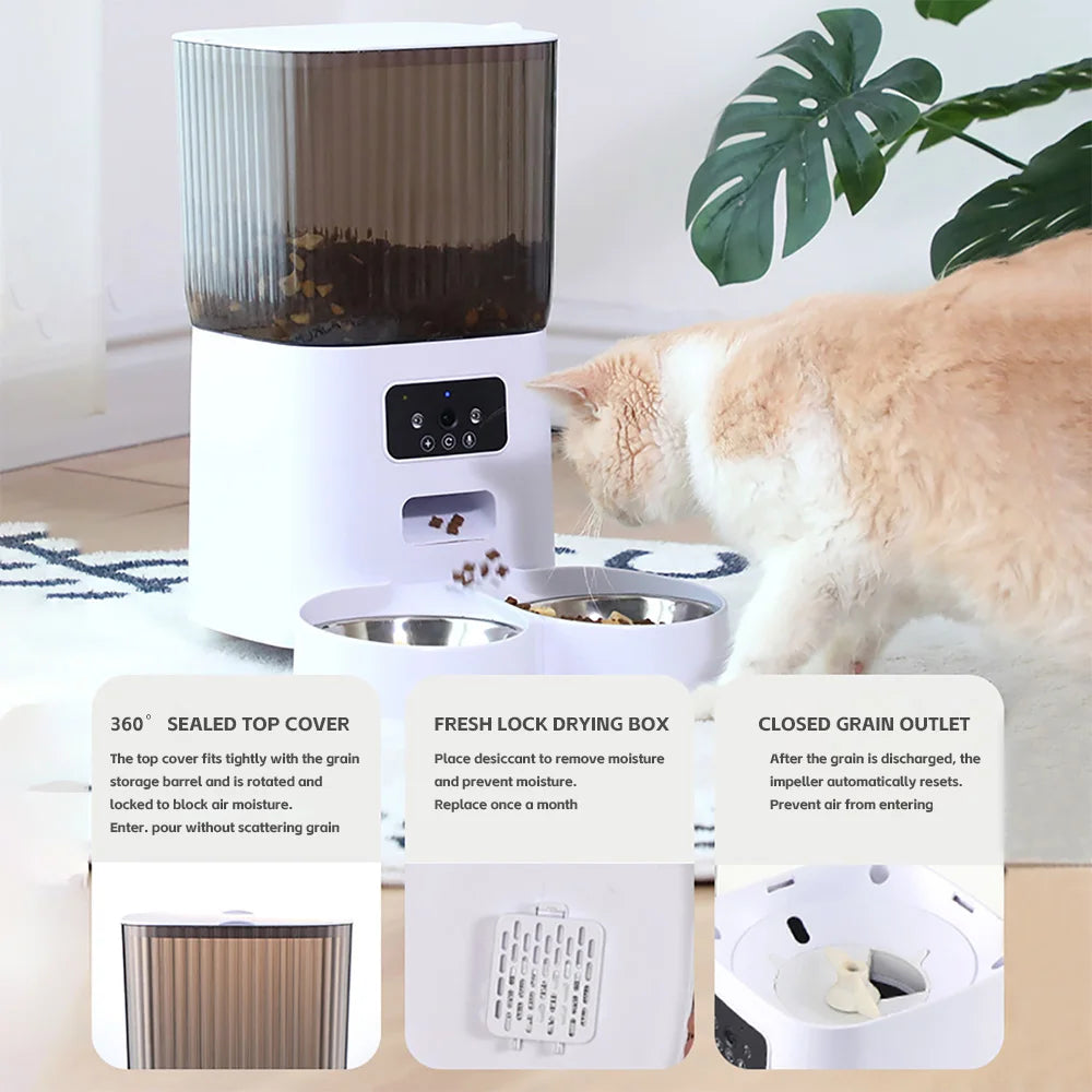 Double Bowls Smart Automatic Cat Feeder With Camera