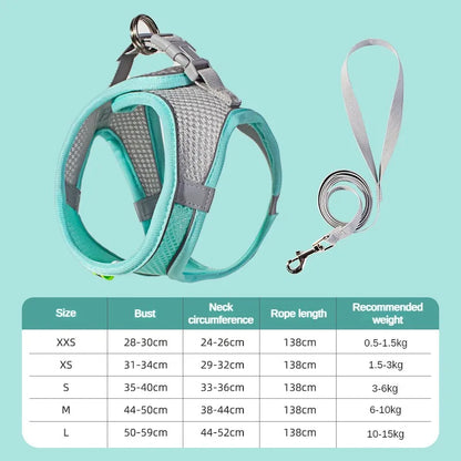 Mesh Adjustable Puppy Harness Set